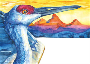beautiful crane at sunset card art