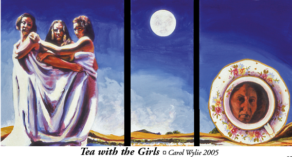 Moon Woman art by Carol Wylie called Tea with the Girls