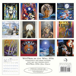 Twelve months of artwork in a paper calendar, featuring various artists.