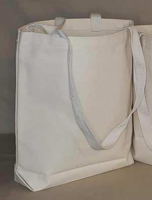 Cloth tote bag with wide handles with art