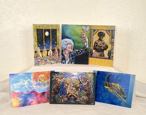 Set of 6 different notecards with art