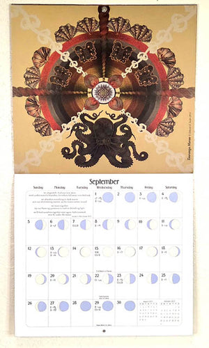 Womens art calendar with moon and sun signs