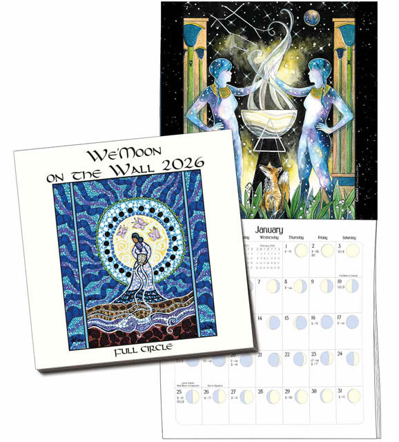 Calendar with beautiful art and daily moon phases