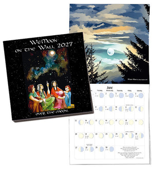 A lunar phase calendar with moon signs and transits