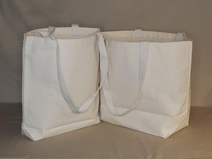 Totes large and small made with white organic canvas