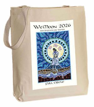 Artful cotton canvas fabric tote bag featuring art by indigenous artist Leah M. Dorion