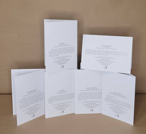 Set of six note cards with artist statements on the back