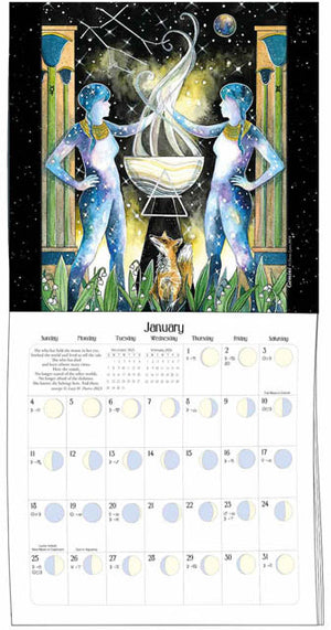 Calendar with stars and moon with astrological art