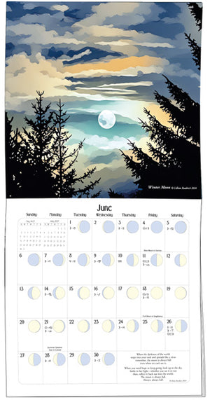 Calendar with stars and moon with astrological art