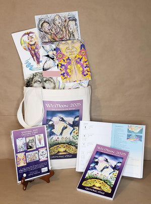 2025 Essentials a Go-Go Gift Bundle: Your favorite astrological datebook and a beautiful set of greeting cards, all in a pretty tote bag!