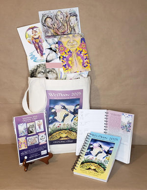 2025 Essentials a Go-Go Gift Bundle: Your favorite astrological datebook and a beautiful set of greeting cards, all in a pretty tote bag!