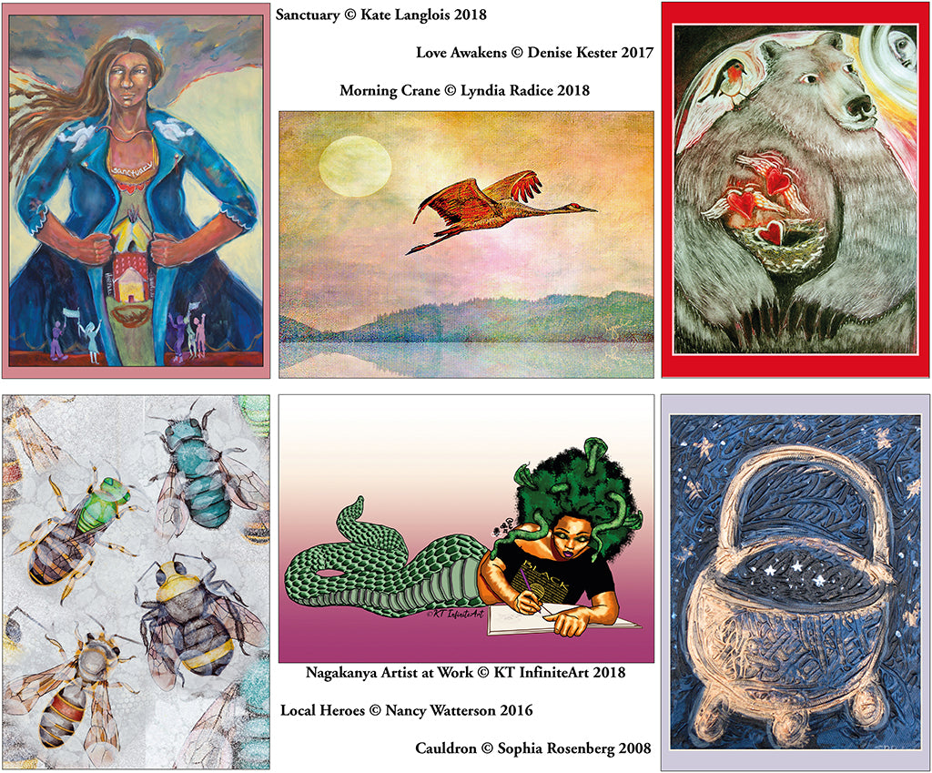 Beautiful art from women around the world in blank greeting cards from the We'Moon astrological and lunar calendar